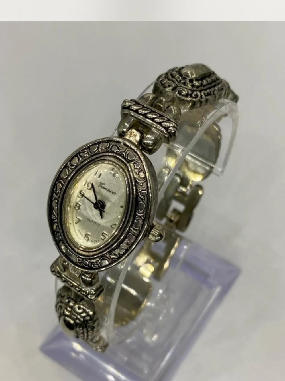 *** Geneva  ^^^ Silver-Tone Ornate Women's Bracelet Watch *